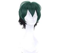 GJBXP Hairpieces Anime Cosply Wig，Black Green Gradient，Short Hair, High Temperature