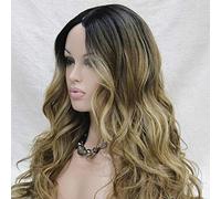 GJBXP Hairpieces European and American Fashion Long Curly Gold Mixed Long Wave Wig Hand-Woven Simulation Scalp Boutique Wig Foreign Trade Original Goldb