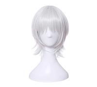 GJBXP Hairpieces Fate/Grand Order Game Cosplay Rose Net Wigs Gradient Sliver White High-Temperature Resistant Fiber Short Straight Hair 14 Inches