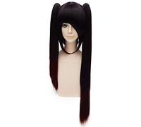 GJBXP Hairpieces Red and Dark Brown Gradient Color Long Straight Hair， Anime Cosplay Wig，with Bangs，with 2 Ponytails Wig，for Tokisaki Kurumi Nightmare