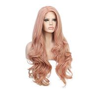 GJBXP Hairpieces Rose Gold Front lace Chemical Fiber Hood high Temperature Wire European and American Models Anchor Stage Performance Hand Hook Wig
