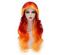 GJBXP Hairpieces Women's Long Fluffy Natural Wave Fire Fervor Red Orange Holiday Parade Cosplay Wig