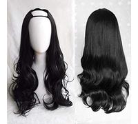 GJBXP Harajuku Fashion Long Wavy Curly Fluffy U-Shaped Wigs Heat Resistant Synthetic Fiber Ombre Mixed Gradient Dark Roots Hair for Girls 28inches/ 70cm S