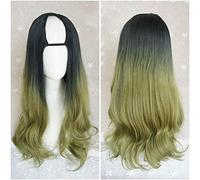 GJBXP Harajuku Fashion Long Wavy Curly Fluffy U-Shaped Wigs Heat Resistant Synthetic Fiber Ombre Mixed Gradient Dark Roots Hair for Girls 28inches/ 70cm B