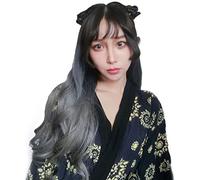 GJBXP Harajuku Fashion Long Wavy Curly Fluffy U-Shaped Wigs Heat Resistant Synthetic Fiber Ombre Mixed Gradient Dark Roots Hair for Girls 28inches/ 70cm A