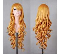 GJBXP Harajuku Long Full Lace Wavy Lolita Ombre Wigs Real Natural for Women No Shedding Fiber Synthetic Hair 11 Color 31 inches Golden