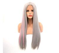 GJBXP Harajuku Long Straight Heat Resistant Synthetic Fiber Wigs Glueless Dark Roots 150% Density Front Lace Hair for Women 16-22inches