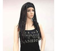 GJBXP Long African Braids Natural Ombre Mixed Color Dark Roots Lace Front Wigs 130% Density Heat Resistant Sythetic Fiber for Women Hair 22inches Natural Black