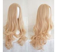 GJBXP Long Silk Curly Wavy Fluffy Lace Front Wigs Heat Resistant Synthetic Fiber Lolita Ombre Gold Dark Roots Hair for Cosplay 26inches/ 66cm