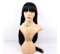 GJBXP Long Straight Performance Fashion Natural Omber Dark Roots Lace Front Wigs Heat Resistant Synthetic Fiber Hair for Women 32inches/80cm Black