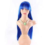 GJBXP Long Straight Performance Fashion Natural Omber Dark Roots Lace Front Wigs Heat Resistant Synthetic Fiber Hair for Women 32inches/80cm Blue
