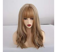 GJBXP Long Synthetic Wigs With Bangs Mixed Blonde Brown Natural Wave Wigs For White Women Cosplay Wigs Heat Resistant Fiber Wigs Lc243