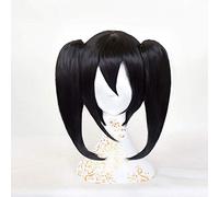 GJBXP LoveLive! Anime Cosplay Rose Net Wigs with Bangs 100% High-Temperature Resistant Fiber Black Short Straight Double Tail Hair 14inches