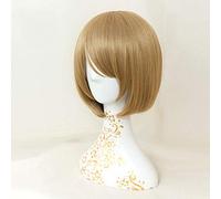 GJBXP LoveLive! Anime Cosplay Rose Net Wigs with Bangs 100% High-Temperature Resistant Fiber Light Linen Color Short Straight Hair 14inches