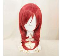 GJBXP LoveLive! Anime Cosplay Rose Net Wigs with Bangs 100% High-Temperature Resistant Fiber Ombre Red Short Straight Hair 16inches