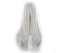 GJBXP Natural Long Straight Mid-Point Lace Front Wigs Glueless High Quality Heat Resistant Synthetic Fiber Hair for Cosplay 26Inches Silver Gray