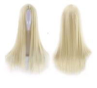 GJBXP Natural Long Straight Mid-Point Lace Front Wigs Glueless High Quality Heat Resistant Synthetic Fiber Hair for Cosplay 26Inches Light Gold