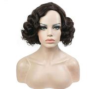 GJBXP Short Bob Vintage Curly Wigs for Women High Temperature Synthetic Fiber Full Head Carnival Party Masquerade Cosplay Hair 10inches Dark Brown