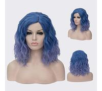 GJBXP Short Bob Wavy Curly Wig Pink Ombre Wigs for Girls Heat Resistant Synthetic Fiber Harajuku Cosplay Hair 14 inches and 21 Colors Om-834