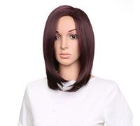 GJBXP Short Bob Wine-Red Yaki Silky Synthetic Wigs Performance Fashion Natural Omber Mixed Dark Roots Hair for Women 14inches/37cm