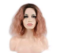 GJBXP Short Wavy Beauty Harajuku Wigs Curly 100% Synthetic Fiber Bob Heat Resistant Hair Pink Ombre Wigs for Black Women 14Inches