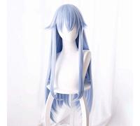 GJBXP Toaru Majutsu no Index Anime Cosplay Rose Net Wigs with Bangs 100% High-Temperature Resistant Fiber Ice Blue Long Straight Hair 32inches