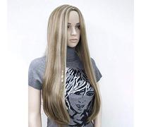 GJBXP Women's Long Straight Natural Ombre Mixed Color Dark Roots Lace Front Wigs 130% Density Heat Resistant Sythetic Fiber Hair 24inches Brown