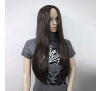 GJBXP Women's Long Straight Natural Ombre Mixed Color Dark Roots Lace Front Wigs 130% Density Heat Resistant Sythetic Fiber Hair 24inches Dark Brown
