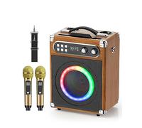 GJCrafts Karaoke Machine, Portable Bluetooth Speaker with 2 UHF Wireless Microphone and Bass/Treble Adjustment, PA System Support TWS, AUX-in, FM,REC, Supply for Party/Meeting/Outdoor Activities