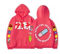 GJDNCIQ Akira Hoodie - Shotaro Kaneda Capsule Jacket Hoodie - Good for Health Bad for Education Graphic Pullover (Red,S)