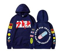 GJDNCIQ Akira Hoodie - Shotaro Kaneda Capsule Jacket Hoodie - Good for Health Bad for Education Graphic Pullover (Navy,M)