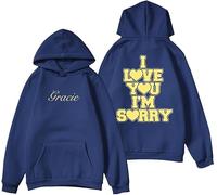 GJDNCIQ Gracie Abrams I Love You I'm Sorry 2025 Hoodie Unisex Retro Fashion Classic Long Sleeve Sweatshirt (Navy,M)