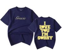 GJDNCIQ Gracie Abrams Merch I Love You I'm Sorry Logo T-Shirt Women Men Fashion Casual Short Sleeve Tee (Navy,XXL)
