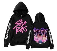 GJDNCIQ KPop Demon Hunters Saja Boys Hoodie Harajuku Hip Hop Pullover Tops Sweatshirt Gift (black,S)