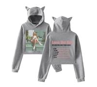 GJDNCIQ Lana Del Rey Tour 2025 Cat Ear Hoodie - Cute Kawaii Indie Pop Pullover Vintage Concert Merch Aesthetic Sweatshirt (Gray,XS)