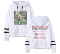 GJDNCIQ Lana Del Rey Tour 2025 Hoodie Pocketless Parallel Bars Sleeve Sweatshirt Unisex Indie Pop Concert Merch (White,M)