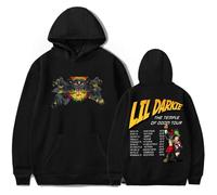 GJDNCIQ Lil Darkie Merch The Temple of Doom Tour Hooded Drawstring Pocket Sweatshirt Men/women Hip Hop Pullover (XXL) Black
