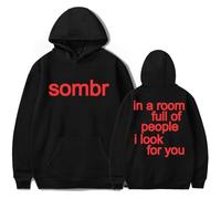 GJDNCIQ Sombr Merch 12 to 12 Hoodie - In a Room Full of People I Look for You Unisex Pullover Sweatshirt (Black,XXL)