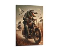 GJDYMX Animal Poster Crocodiles on Motorcycles in A Desolate Desert Poster Decorative Painting Canvas Wall Posters And Art Picture Print Modern Family Bedroom Decor Posters 08x12inch(20x30cm)