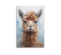 GJDYMX Animal Poster Watercolor Funny Cute Alpaca Poster Decorative Painting Canvas Wall Posters And Art Picture Print Modern Family Bedroom Decor Posters 08x12inch(20x30cm)