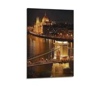 GJDYMX Famous City Night Scene Poster Budapest Poster Decorative Painting Canvas Wall Posters And Art Picture Print Modern Family Bedroom Decor Posters 16x24inch(40x60cm)