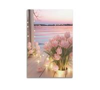 GJDYMX Flowers Poster Pink Watercolor Pink Flowers Poster Decorative Painting Canvas Wall Posters And Art Picture Print Modern Family Bedroom Decor Posters 08x12inch(20x30cm)
