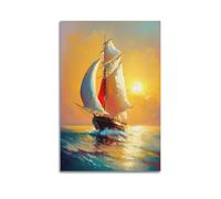 GJDYMX Landscape Poster Oil Painting of A Sailing Boat at Sunset Poster Decorative Painting Canvas Wall Posters And Art Picture Print Modern Family Bedroom Decor Posters 08x12inch(20x30cm)