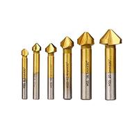 GJEXXPTST Countersink Drill Bits 6 Pcs 90 Degree 3 Flute Chamfer Bit HSS Chamfering End Mill Charmfer Cutter Single-End Tool Deburring Set