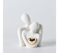 GJFASGF Mini Hugging Couple Statue Ceramic Lover Figurine Home Decor is a Romantic Gift for Her on Wedding Anniversary and Valentines, TV Stand Decoration Knick Knacks for Shelves (White)