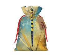 Gjgdbxdw Christmas Gift Bags with Abstract yellow Dragonfly Print,Drawstring Gift Bag for Storing Candies and Snacks for Festivals