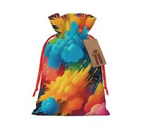 Gjgdbxdw Christmas Gift Bags with Colorful Spray Pattern Print,Drawstring Gift Bag for Storing Candies and Snacks for Festivals Small