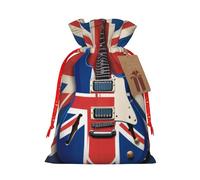 Gjgdbxdw Christmas Gift Bags with Guitar British Flag Print,Drawstring Gift Bag for Storing Candies and Snacks for Festivals Small