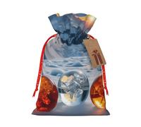 Gjgdbxdw Christmas Gift Bags with Ice and Fire Balls Print,Drawstring Gift Bag for Storing Candies and Snacks for Festivals Small