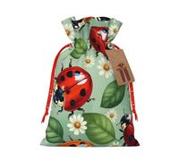 Gjgdbxdw Christmas Gift Bags with Ladybugs Pattern Infinite Speckled Print,Drawstring Gift Bag for Storing Candies and Snacks for Festivals Medium